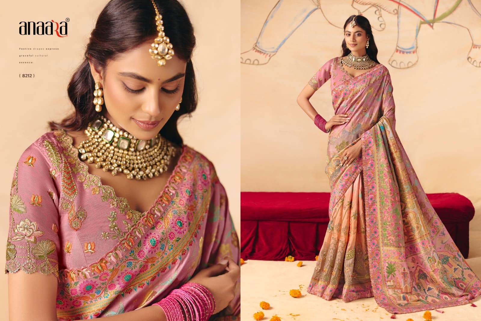 Anaara 8200 Series By Tathastu 8201 to 8212 Series Indian Traditional Bridal Wear Collection Beautiful Stylish Fancy Colorful Party Wear & Occasional Wear Silk Sarees At Wholesale Price